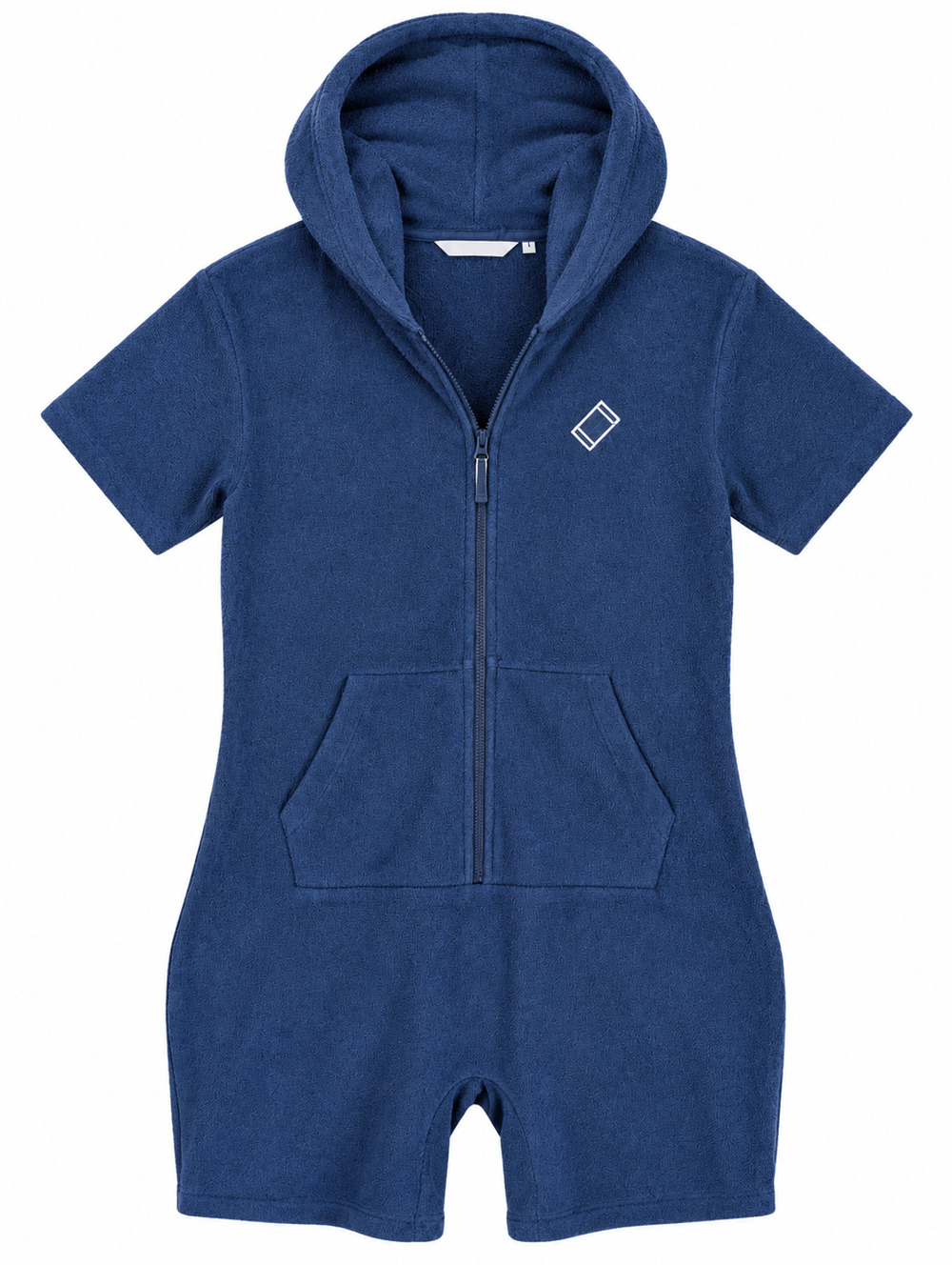 Towel Club Onepiece Womens L Navy Terry Hooded Short Fitted Jumpsuit NWT